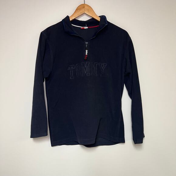 Vintage Tommy Hilfiger Sweater 90s Fleece Blue Sweatshirt - Picture 1 of 2